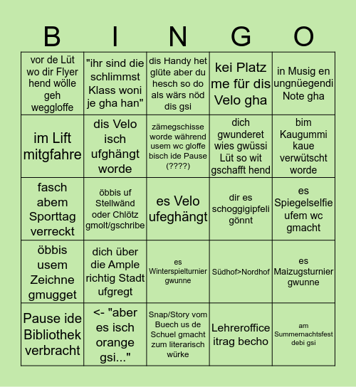 Bez Aarau edition Bingo Card