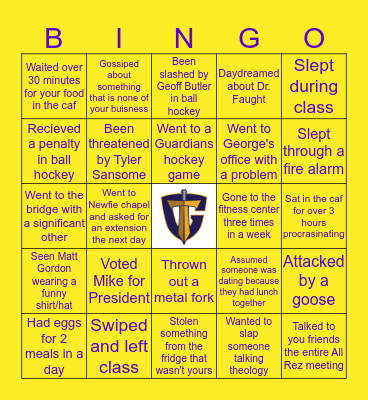 Tyndale Bingo Card