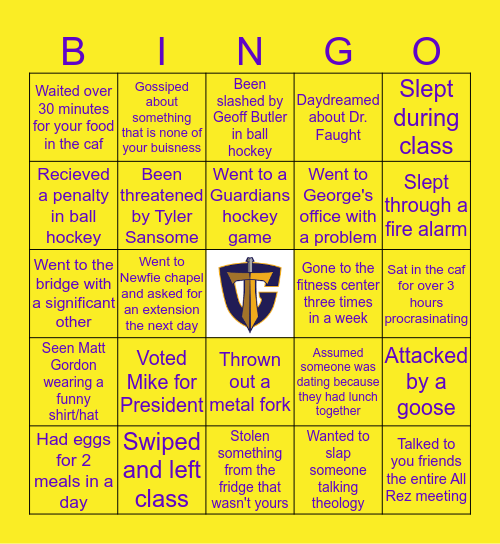 Tyndale Bingo Card