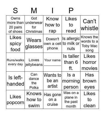 Get-To-Know-You Bingo Card