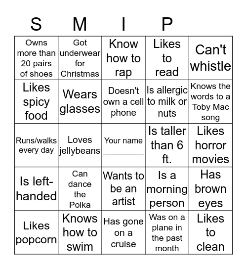 Get-To-Know-You Bingo Card