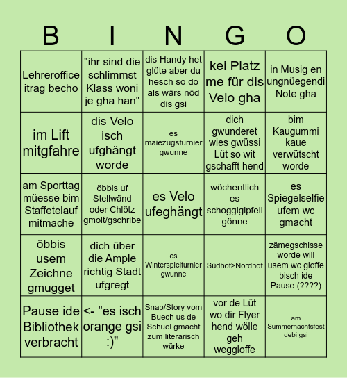 Bez Aarau edition Bingo Card