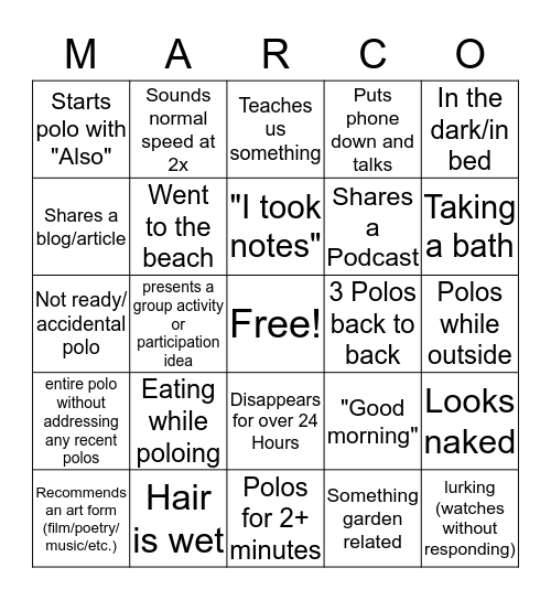 Untitled Bingo Card