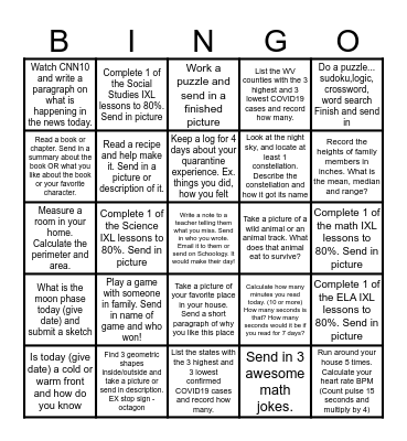 BEST Quarantine Bingo Card