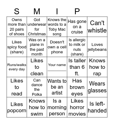 Get-To-Know-You Bingo Card