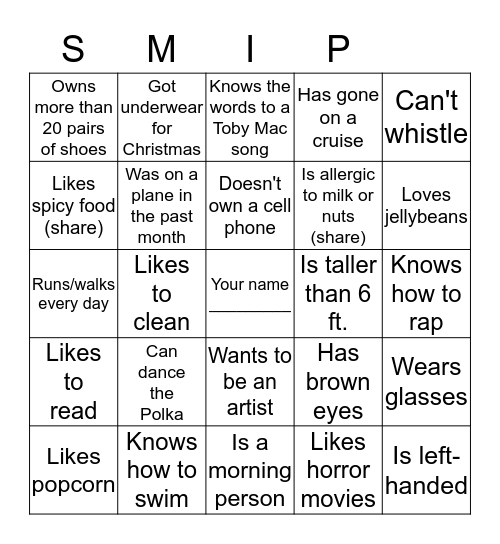 Get-To-Know-You Bingo Card