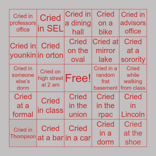 Ohio State 🙆‍♀️ Bingo Card