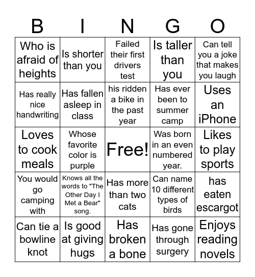 Find Someone Who... Bingo Card