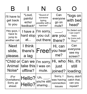 Conference Call BINGO Card