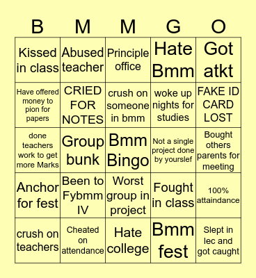 Bmm Bingo Card