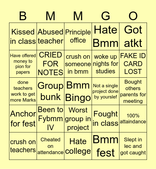 Bmm Bingo Card