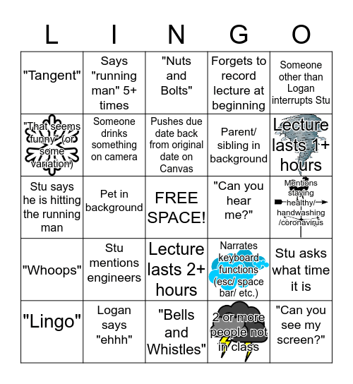 LINGO Bingo Card