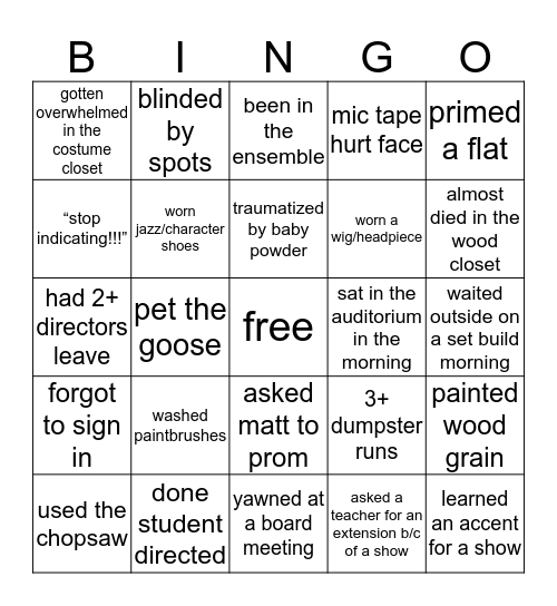 shstc bingo Card