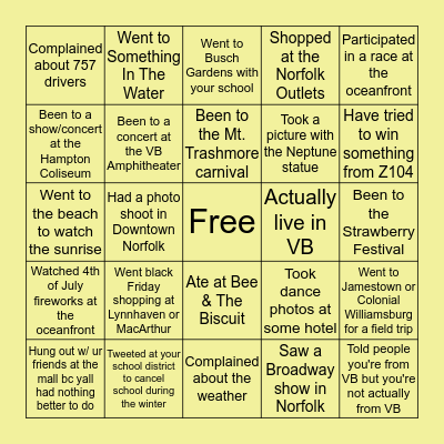 757 Bingo Card