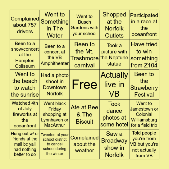 757 Bingo Card