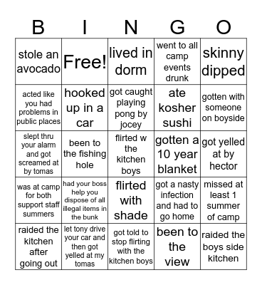 Support Staff Bingo Card