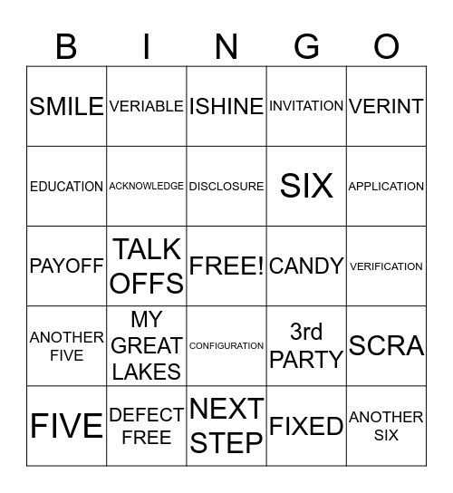 PCL BINGO Card