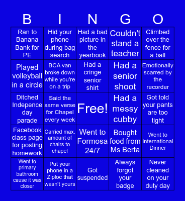 BCA BINGO Card