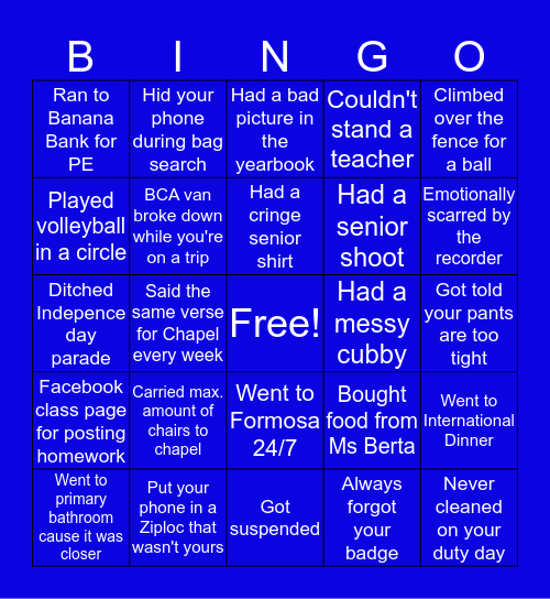 BCA BINGO Card