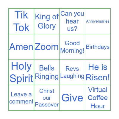 St. Thomas Easter Bingo Card