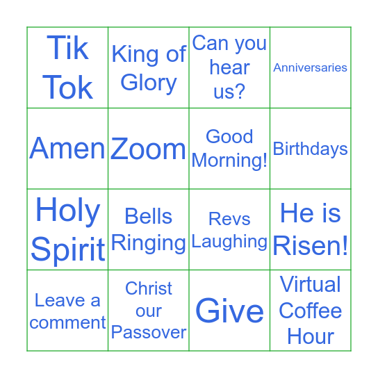 St. Thomas Easter Bingo Card