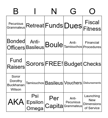 PEO Finance Bingo Card