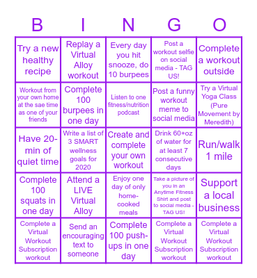 #BleedPurple with a Blackout Bingo Card Bingo Card