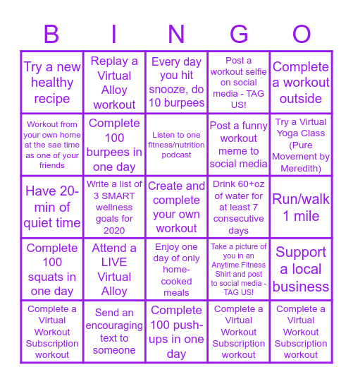 #BleedPurple with a Blackout Bingo Card Bingo Card