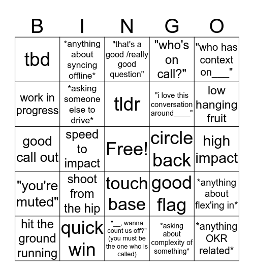 Meetup Bingo Card