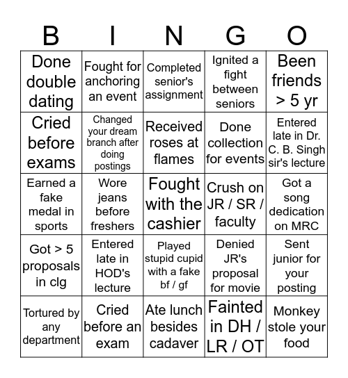 Ek aur SNMC bingo Card