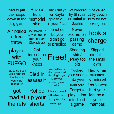 EVHS girls basketball bingo Card