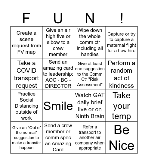 Guardian Air Comm Ctr Bingo Card