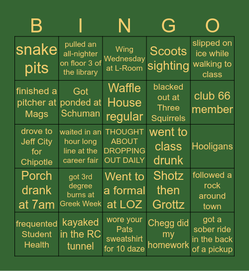 Missouri S&T Bingo Card