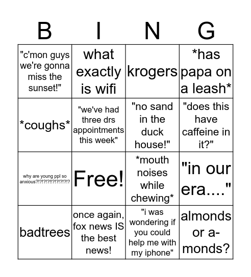 GRAM Bingo Card
