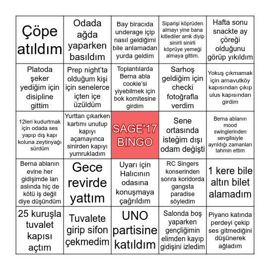 Sage'17 Bingo Card