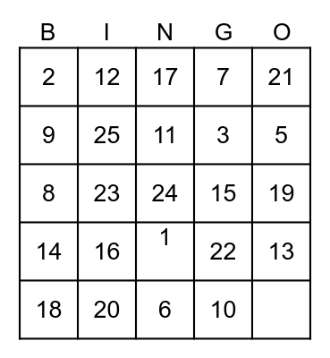 KFS Fun At Work Day Bingo Card