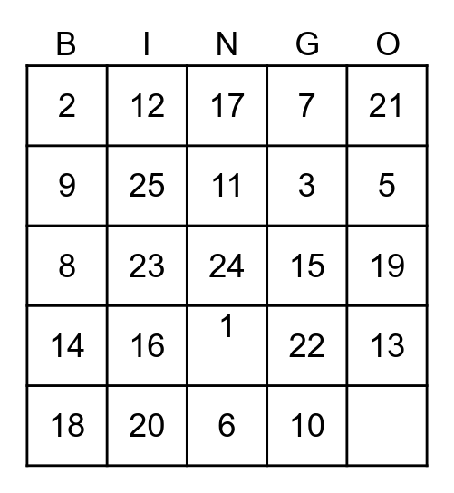 KFS Fun At Work Day Bingo Card