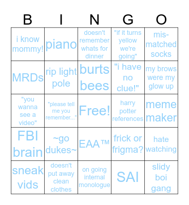 Amanda Bingo Card