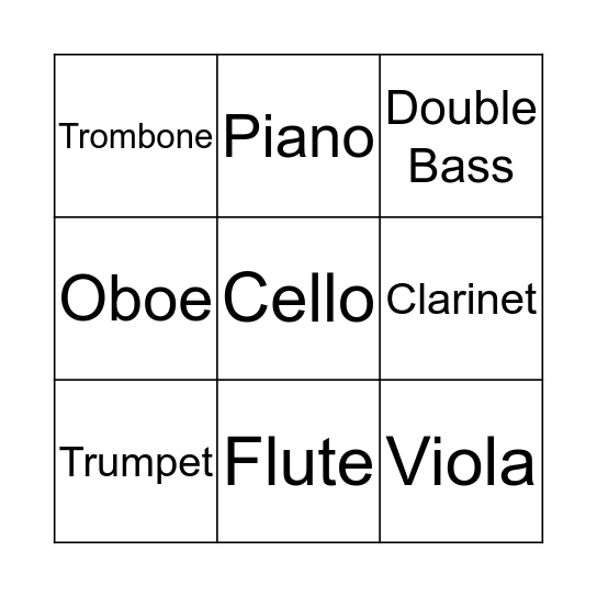 Thursday Violin Bingo Card