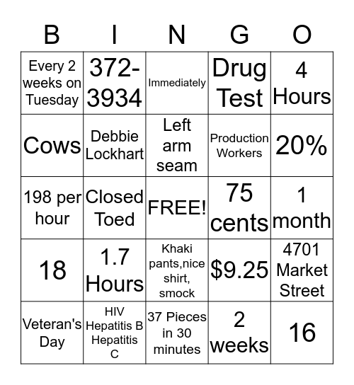 RGI Bingo Card