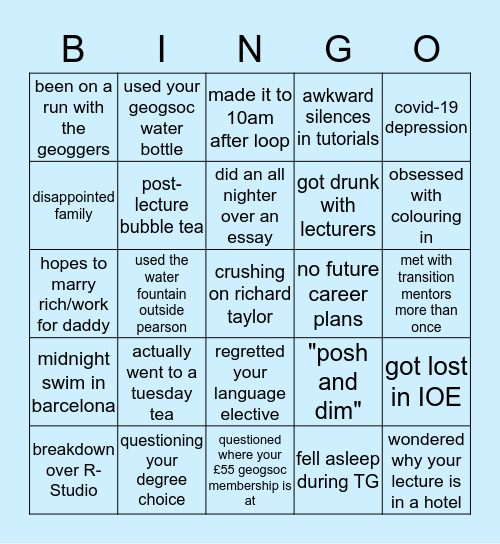 geog bingo!!! Bingo Card