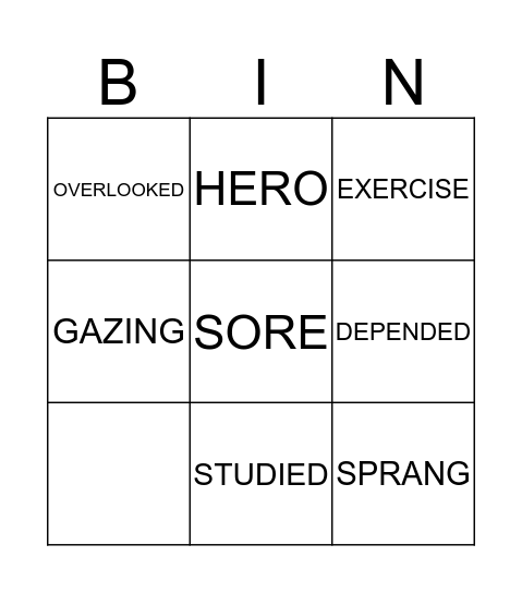 DEX Bingo Card