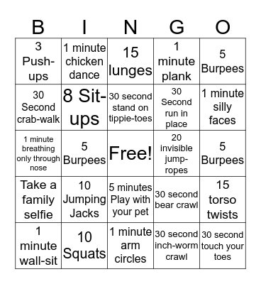 Wellness Bingo Card