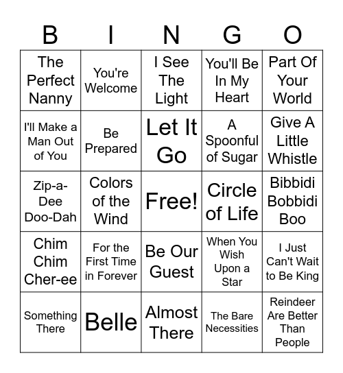 Disney Bingo Updated Bingo Card