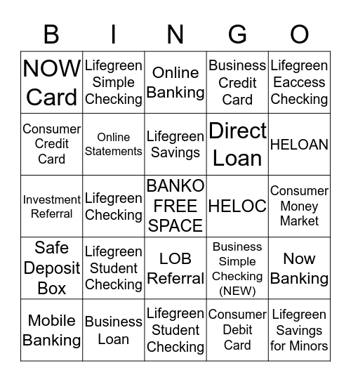 BANKO  Bingo Card