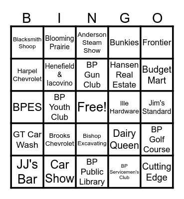 BP BINGO!! Bingo Card