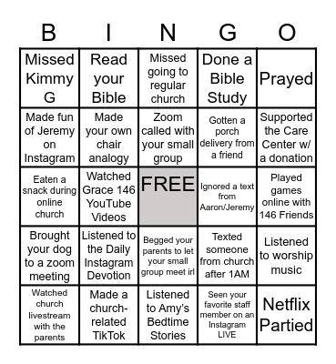 Grace 146 Student Bingo Card