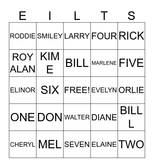 EILTS/ROMINE Bingo Card