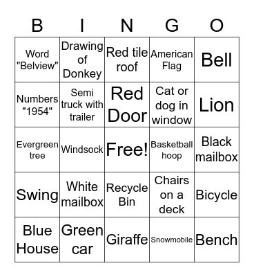 Belview Bingo Card