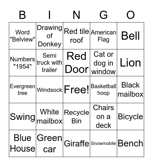 Belview Bingo Card